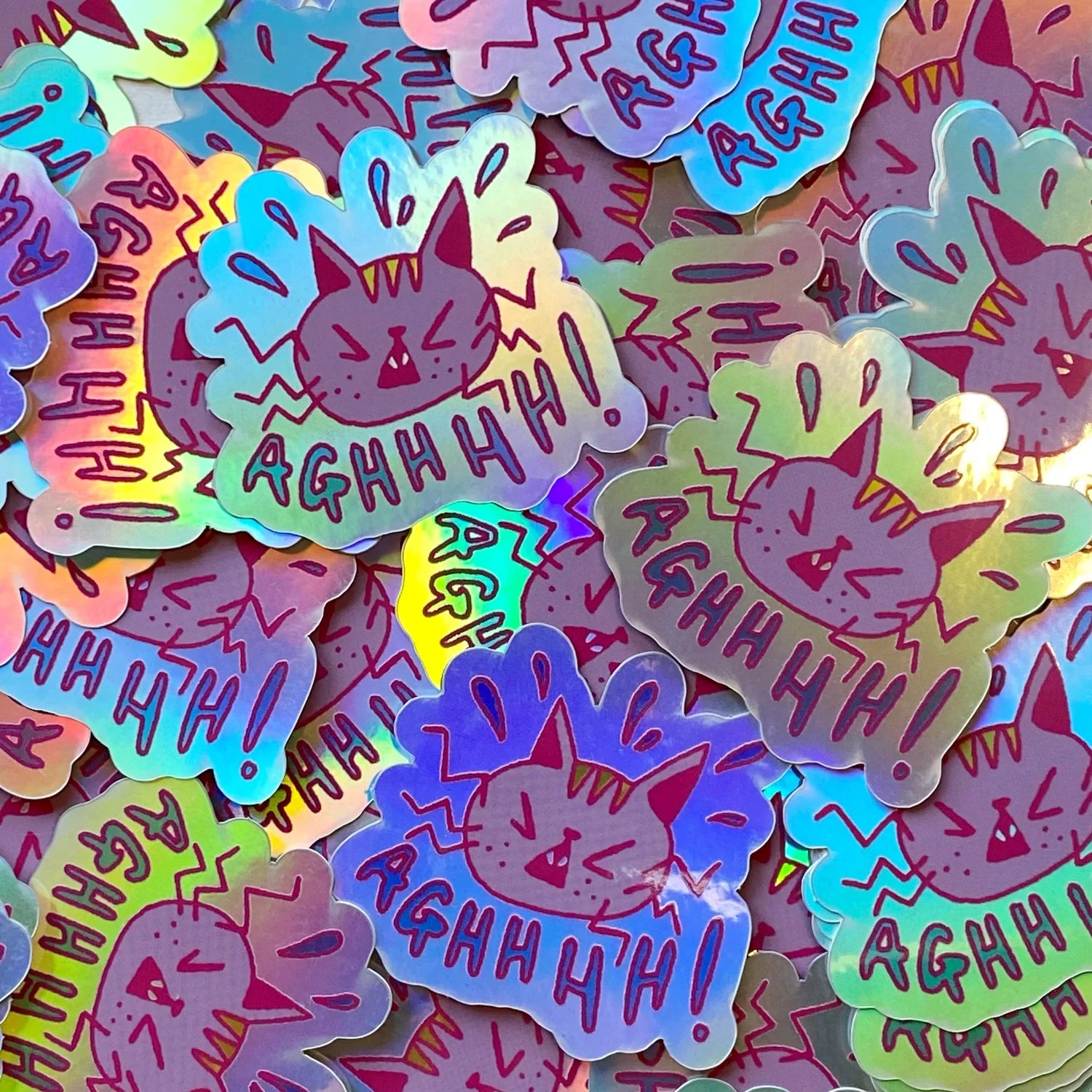 Screaming Cat Holo Sticker