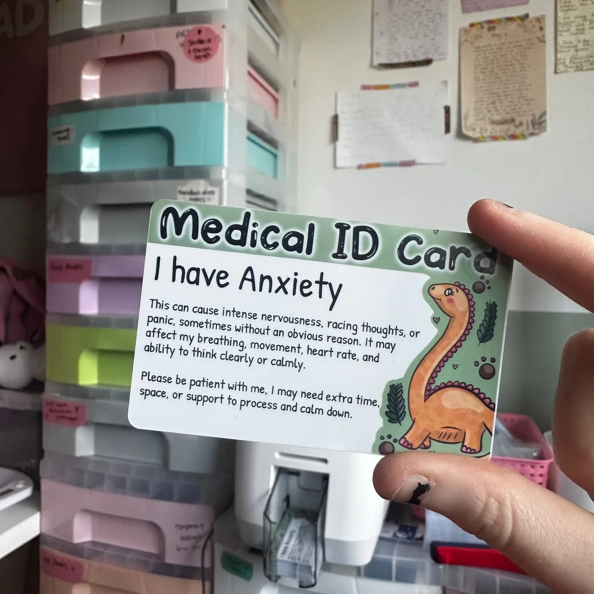 Dino Medical ID Card (Anxiety)
