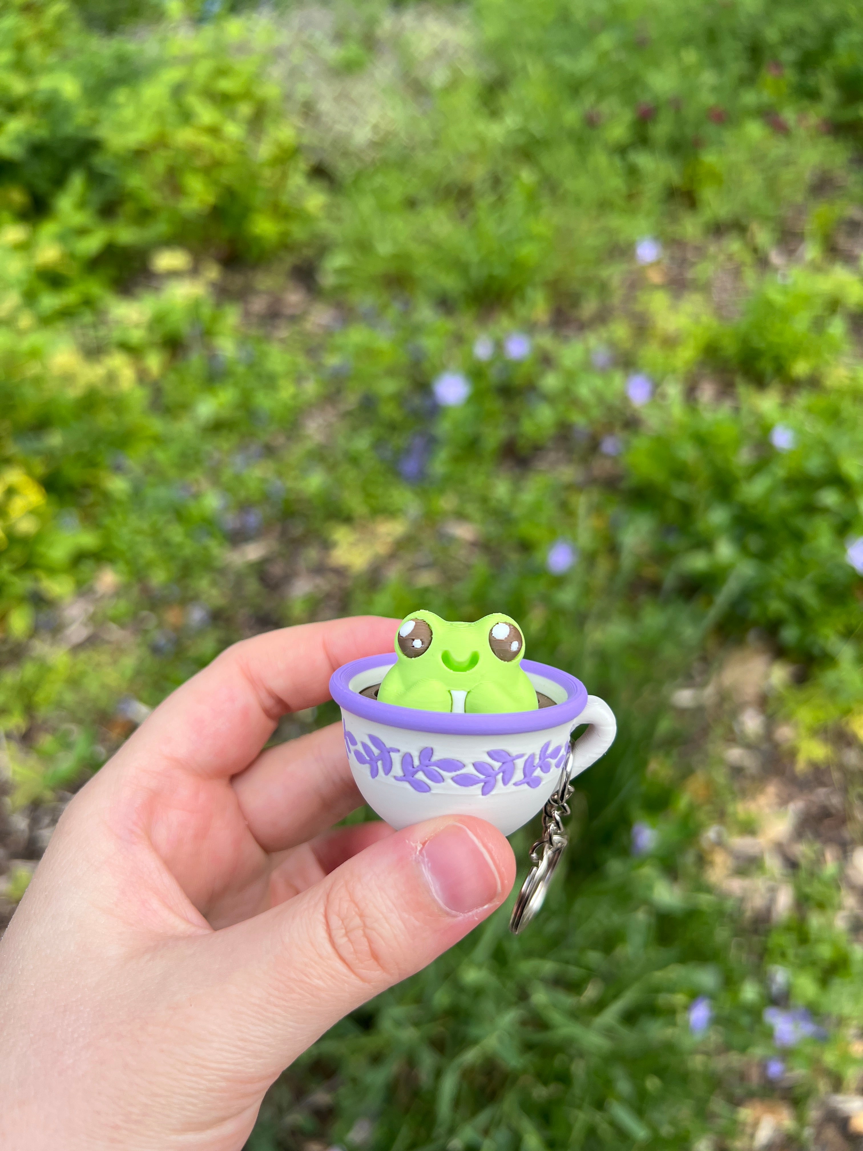 Frog in Teacup Clicker with Keychain