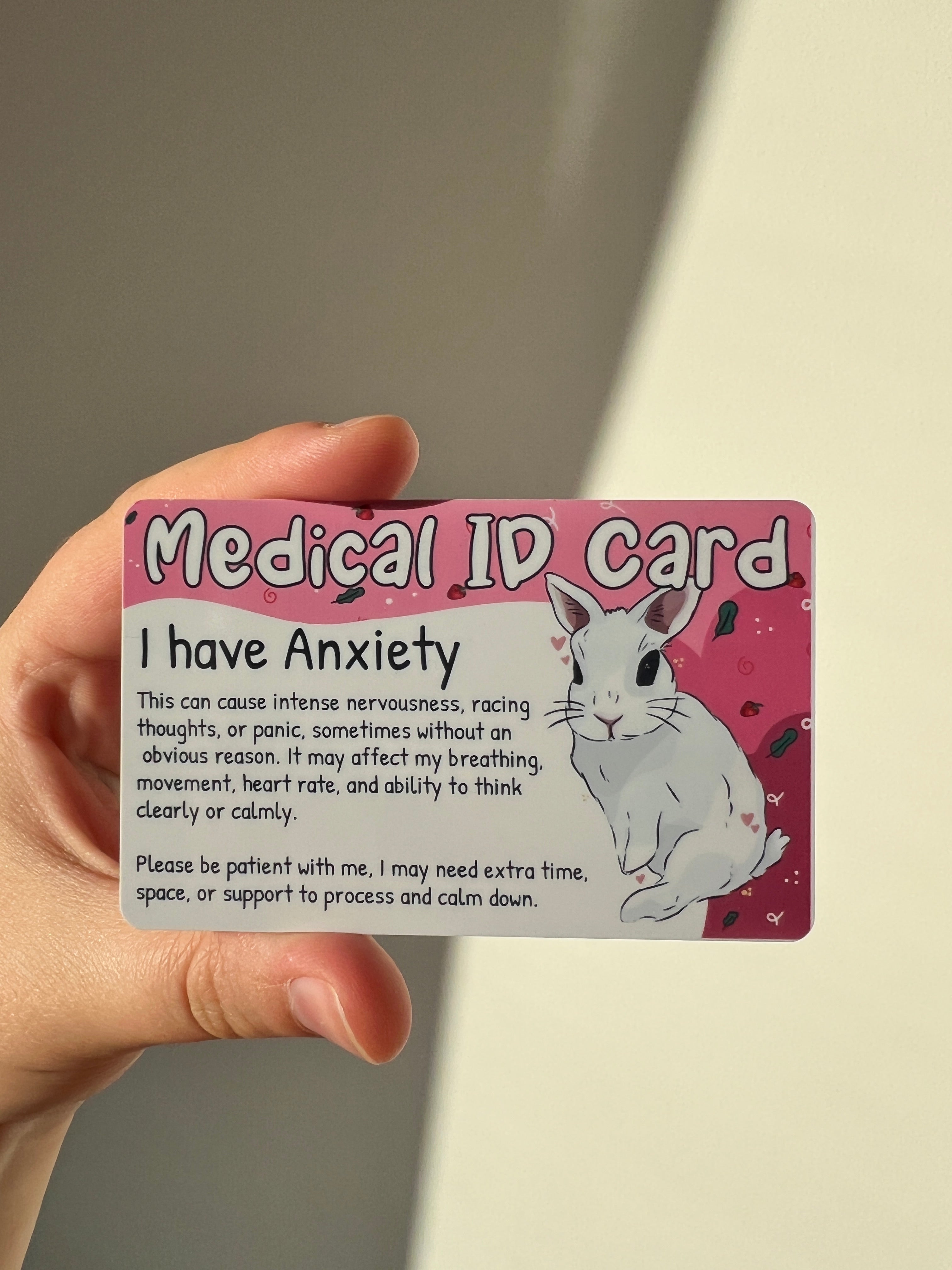 Rabbit Medical ID Card (Anxiety - Autism)