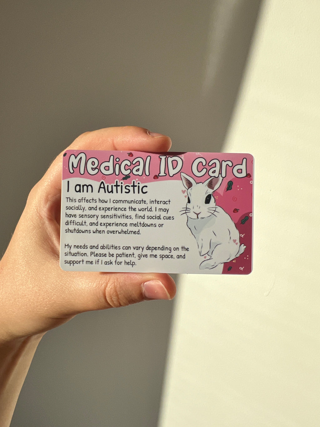 Rabbit Medical ID Card (Anxiety - Autism)