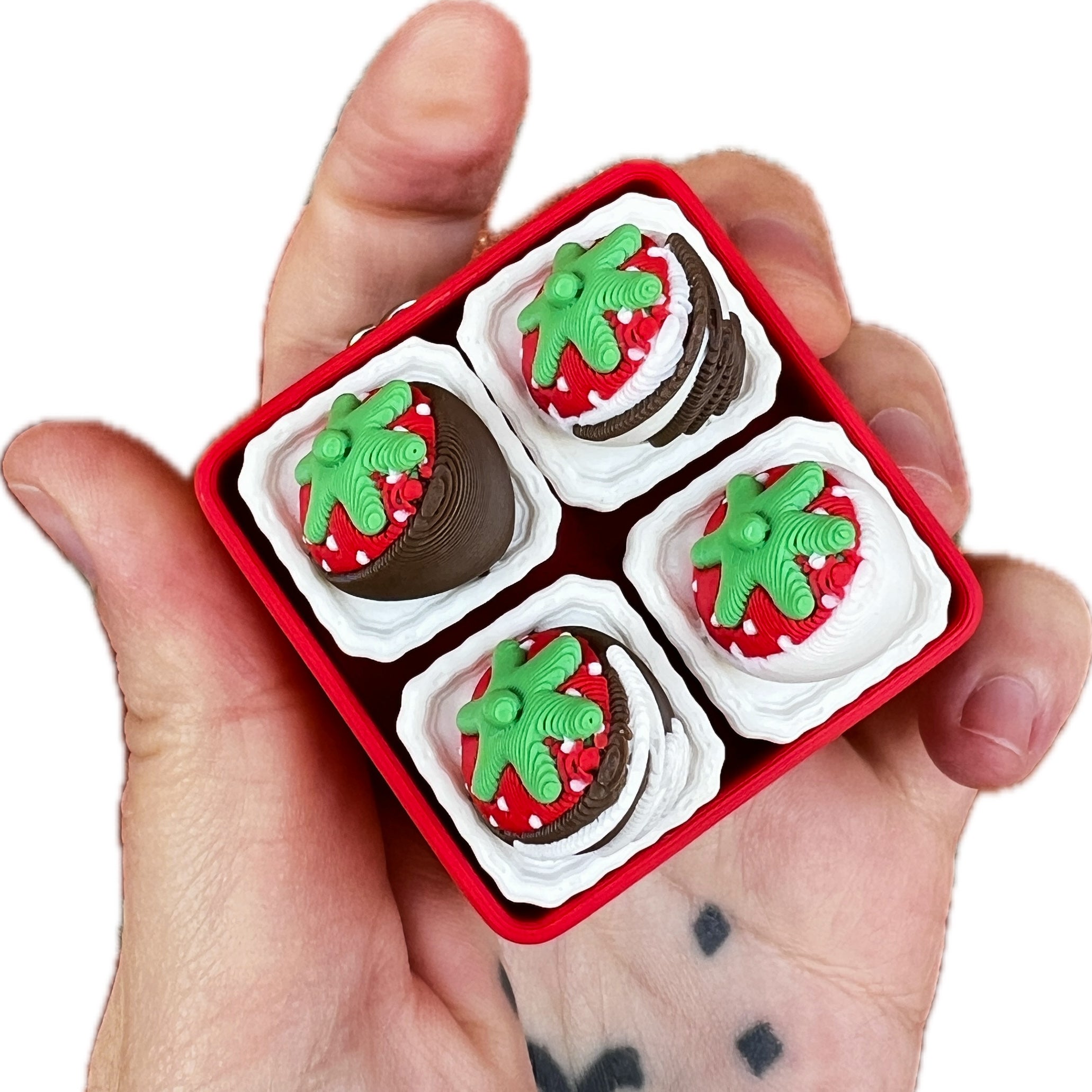 Chocolate Covered Strawberries Multi Fidget Clicker with Keychain