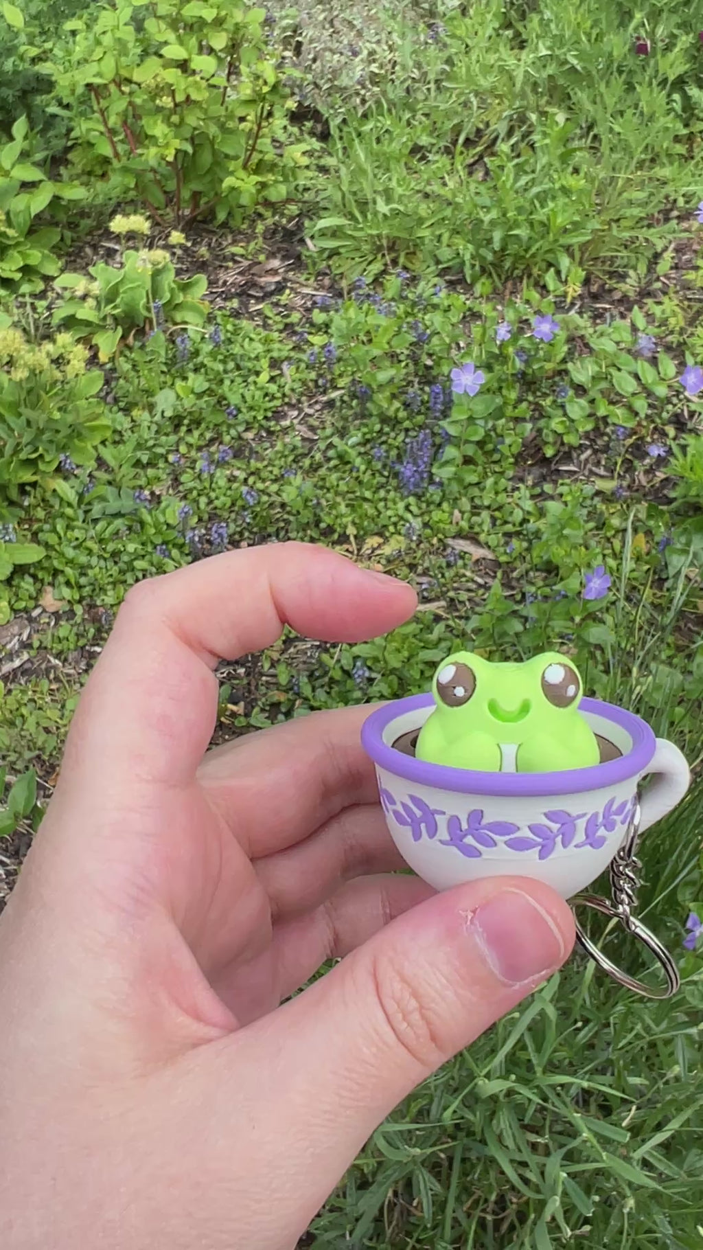 Frog in Teacup Clicker with Keychain